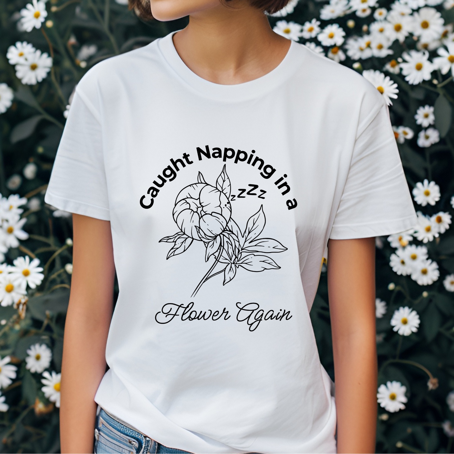 Caught Napping in a Flower Again – Whimsical Fairycore Tee