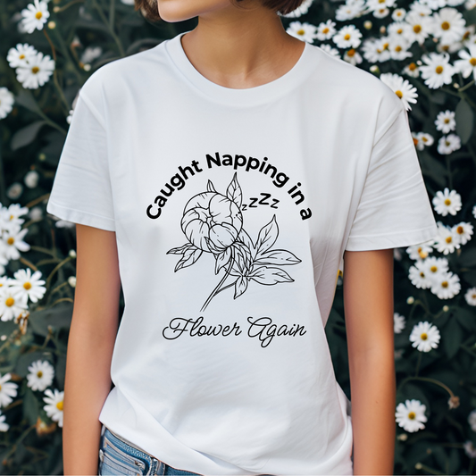 Caught Napping in a Flower Again – Whimsical Fairycore Tee