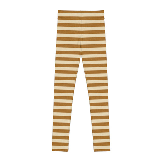 Brown and Cream Striped Youth Leggings All Over Print Soft Stretchy Playwear
