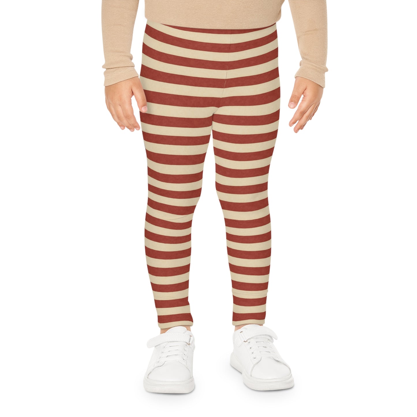 Red and Cream Striped Kids Leggings Soft and Stretchy Boutique Playwear