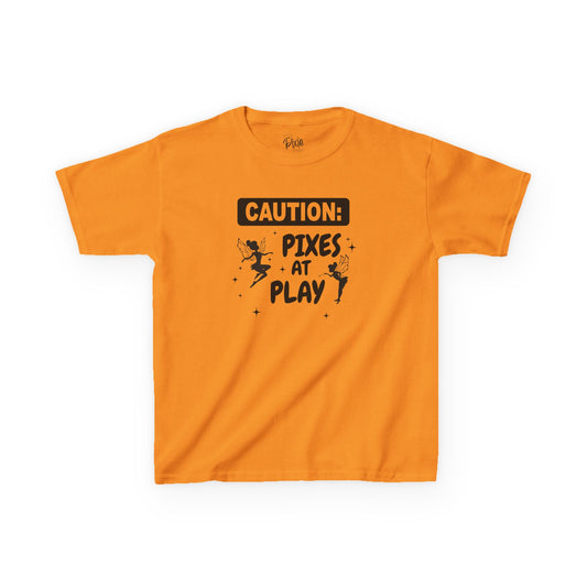 Caution: Pixies at Play Kids Tee Kids Heavy Cotton Tee - Inspirational Youth T-Shirt