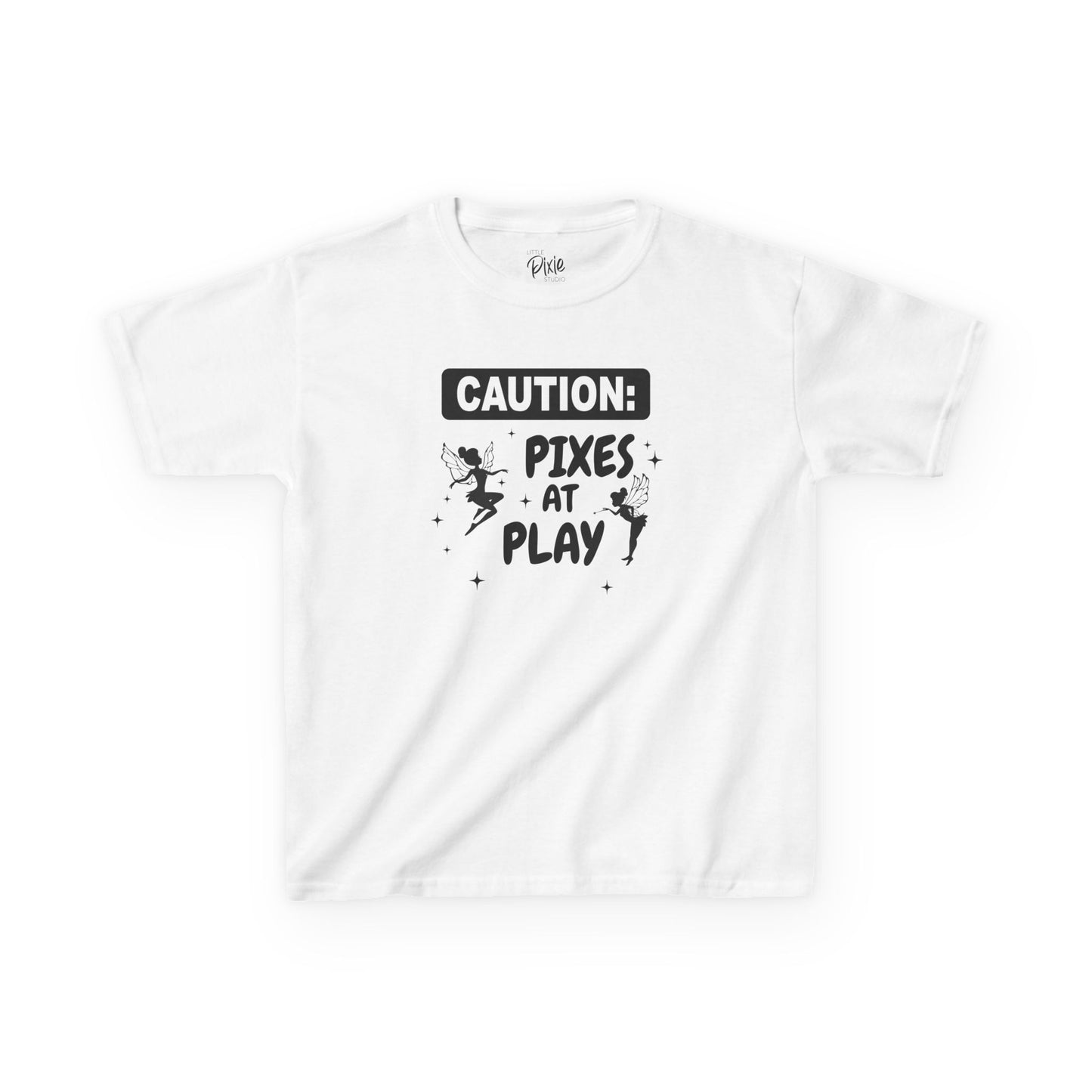 Caution: Pixies at Play Kids Tee Kids Heavy Cotton Tee - Inspirational Youth T-Shirt