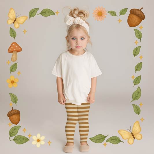 Brown and Cream Striped Kids Leggings 🤎 Cozy, Earthy Playwear for Little Explorers