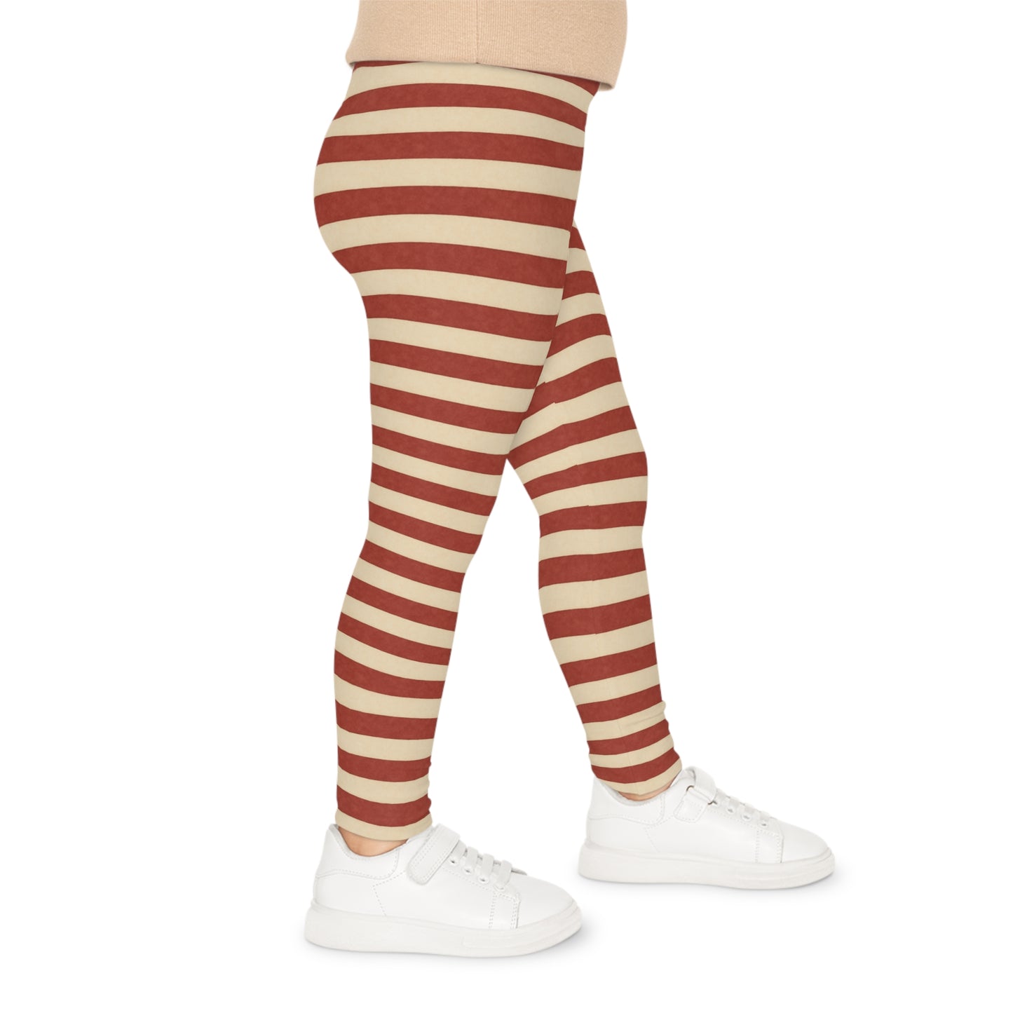 Red and Cream Striped Kids Leggings Soft and Stretchy Boutique Playwear