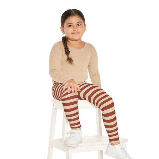 Red and Cream Striped Kids Leggings Soft and Stretchy Boutique Playwear