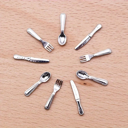 Dollhouse Mini Cutlery & Dining Props – 9-Piece Table Accessory Set